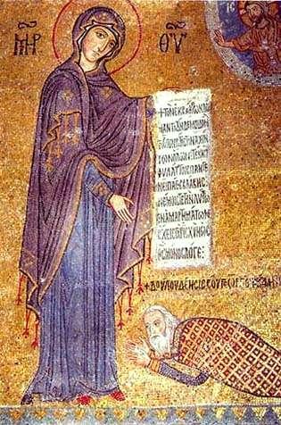 Богородица Греческая-0012_Khalkoprakidskaya. XII c. A mosaic in Capella palatina Paler